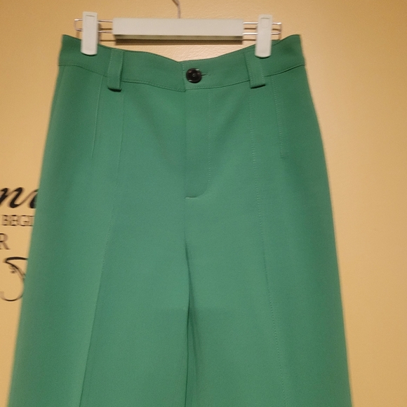 Zara Pleated Front Creased Green Dress Pants - Picture 2 of 6